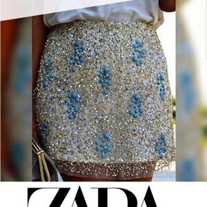 𝅺Rare!! Zara Sequin and Beaded Skirt NWT